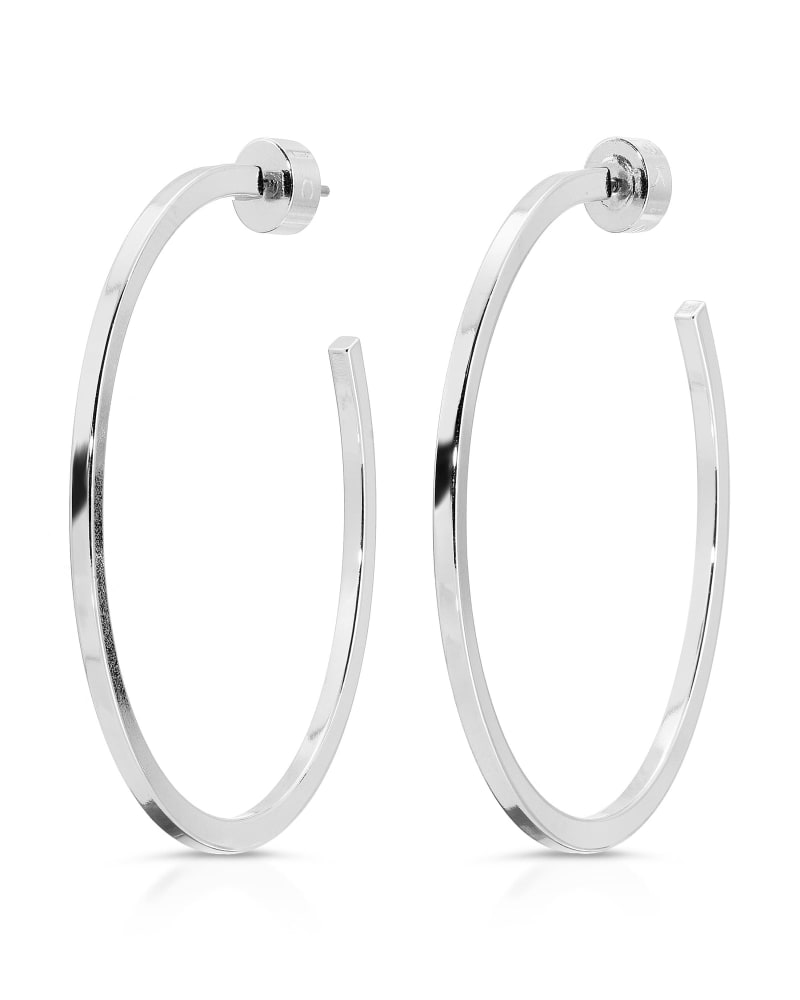 Front of a size one-size-fits-all 1.5" Ava Hoops Silver in Silver by Eklexic. | dia_product_style_image_id:285295